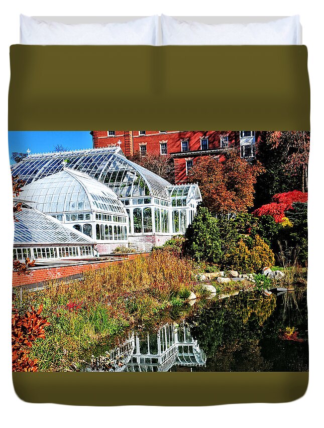 Conservatory Duvet Cover featuring the photograph Lyman Conservatory by Mike Martin