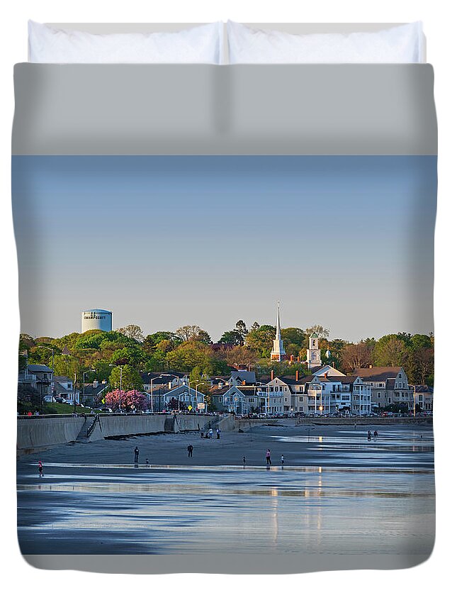 Lynn Duvet Cover featuring the photograph Lynn Waterfront Swampscott Water Tower Lynn MA by Toby McGuire