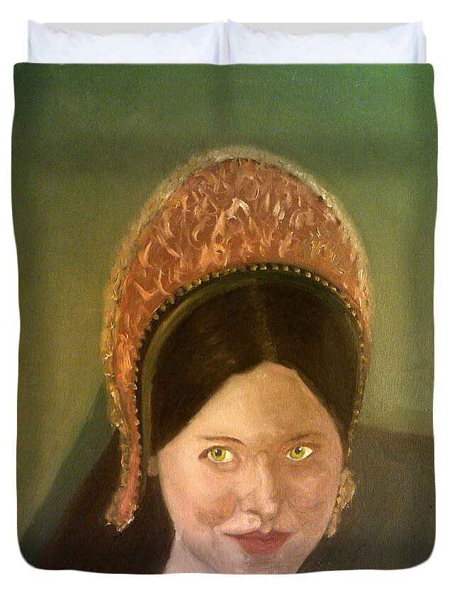 Lynne Frederick Duvet Cover featuring the painting Lynne Frederick As Queen Katherine Howard by Peter Gartner