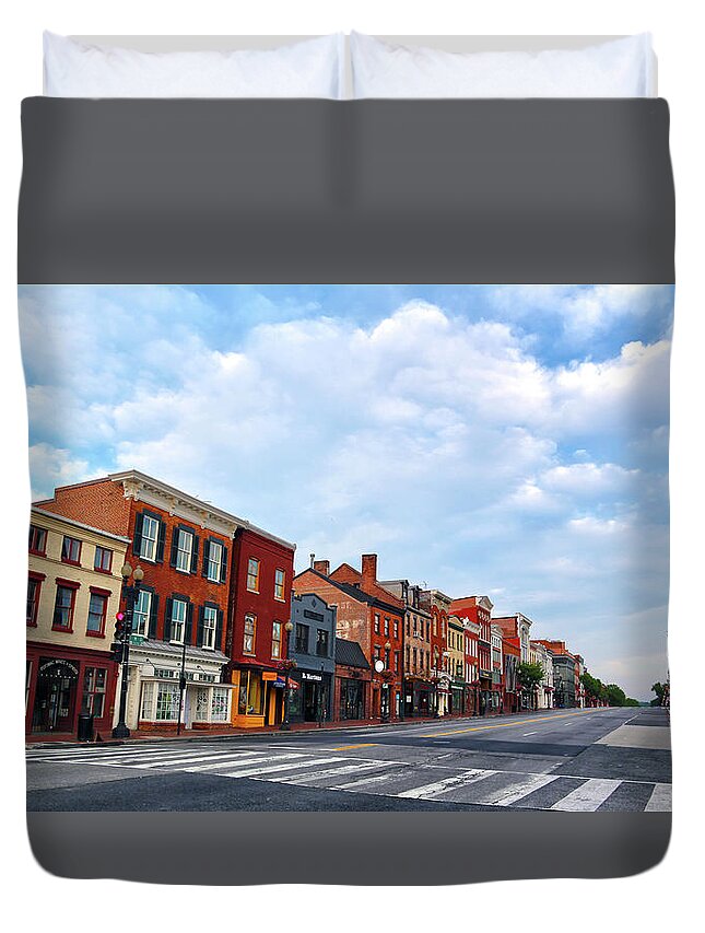M Street Duvet Cover featuring the photograph M Street by Mitch Cat