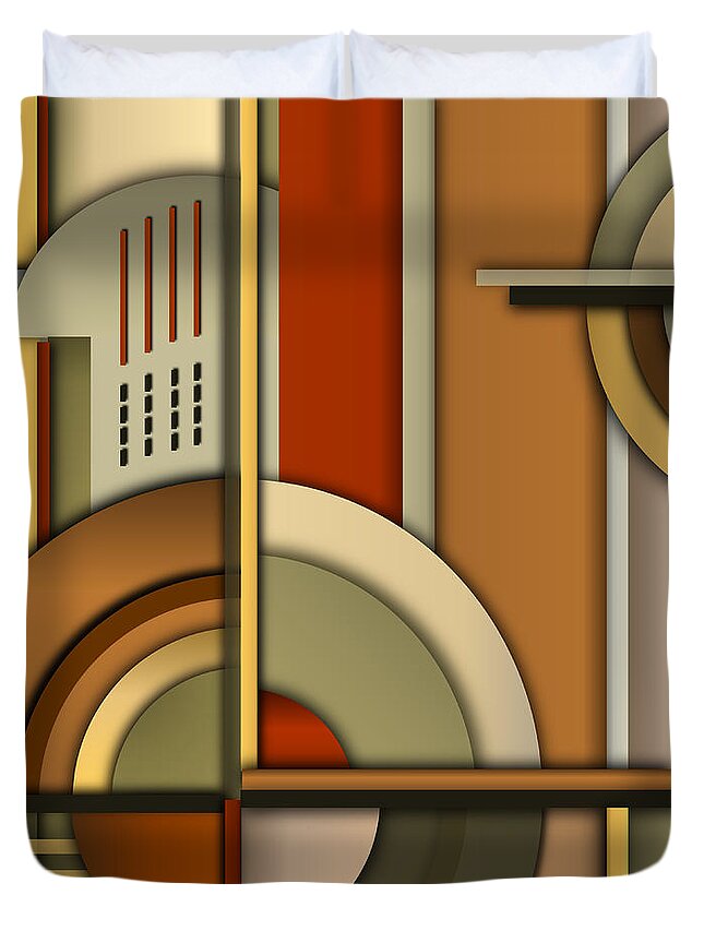 Art Deco Duvet Cover featuring the digital art Machine Age by Tara Hutton