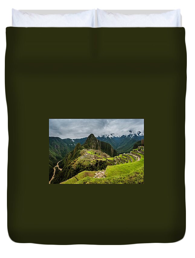 Peru Duvet Cover featuring the photograph Machu Picchu #1 by John Roach