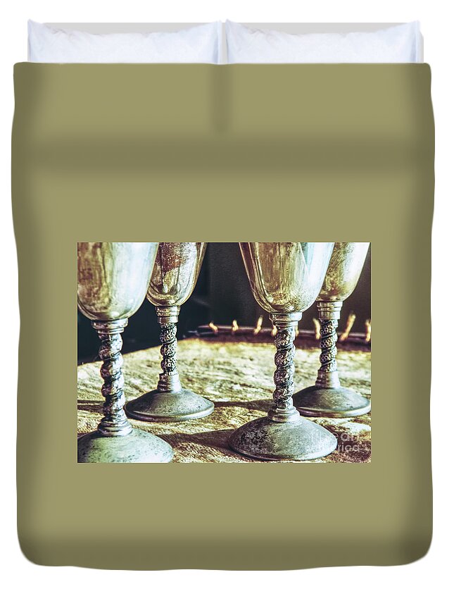 Macro Duvet Cover featuring the photograph Macro Goblets Still Life by Phil Perkins