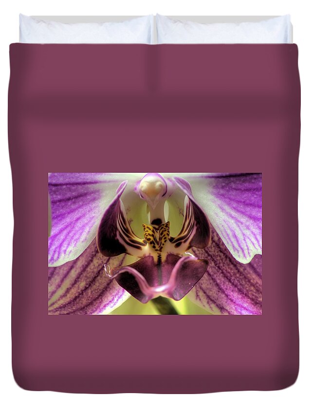 Hdr Duvet Cover featuring the photograph Macro Orchid by Brad Granger