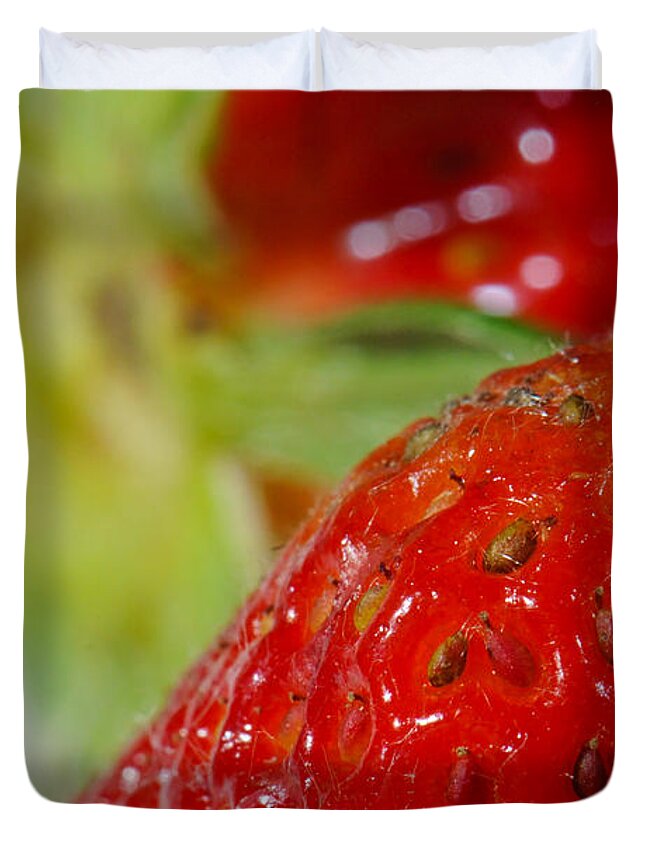Strawberry Duvet Cover featuring the photograph Macro Strawberry by Matt McDonald