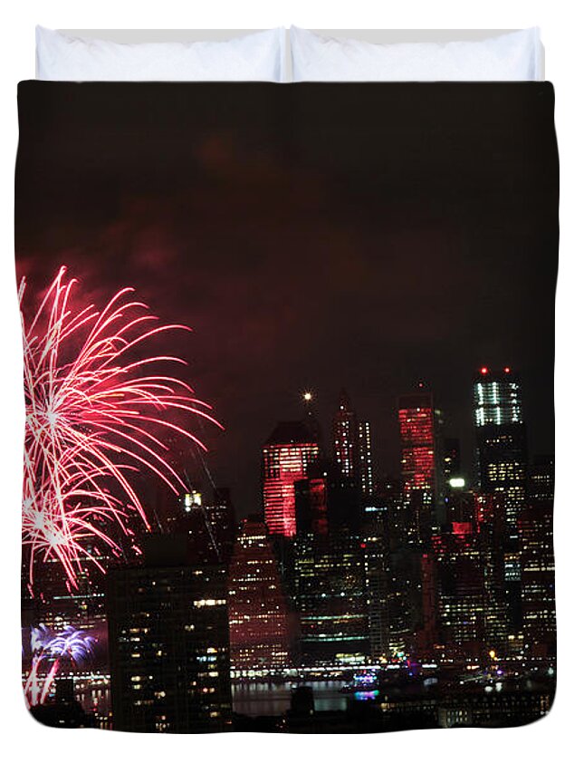 Fireworks Duvet Cover featuring the photograph Macy's July 4th 2015 Fireworks-2 by Steven Spak