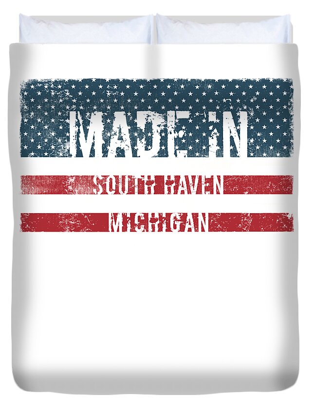 South Haven Duvet Cover featuring the digital art Made in South Haven, Michigan by Tinto Designs