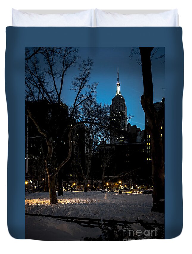 Empire State Duvet Cover featuring the photograph Madison Square Park and the Empire State by James Aiken