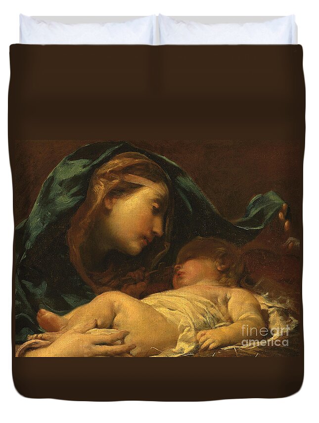 Madonna Duvet Cover featuring the painting Madonna and Child by Giuseppe Maria Crespi