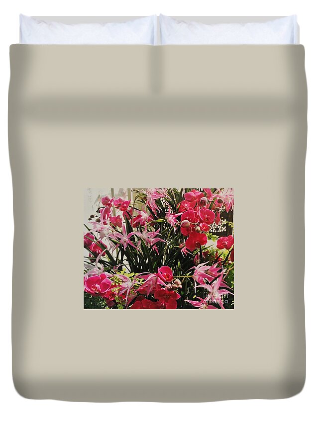 Photo Duvet Cover featuring the photograph Magenta Orchid Garden by Marsha Heiken