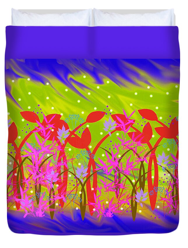 Bold Colors Duvet Cover featuring the digital art Magic Garden Four by Rosalie Scanlon