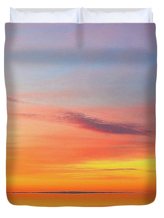 Abstract Duvet Cover featuring the digital art Magic Morning Sky Three by Lyle Crump