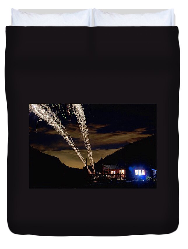 Fireworks Duvet Cover featuring the photograph Magic Mountain by James BO Insogna
