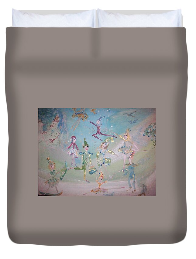 Elf Duvet Cover featuring the painting Magical elf dance by Judith Desrosiers