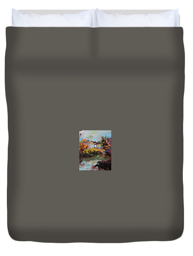  Duvet Cover featuring the painting Magne 2017 by Kim PARDON