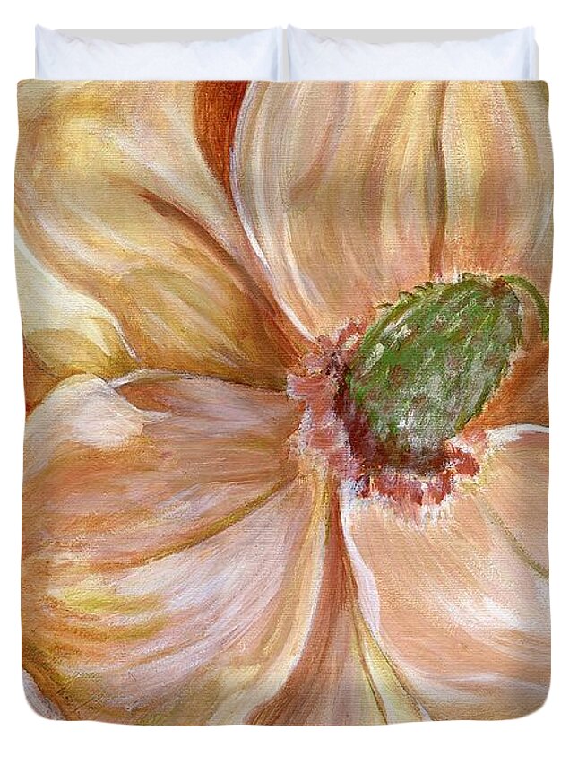 Nature Duvet Cover featuring the painting Magnificent Magnolia -1 by Sheron Petrie
