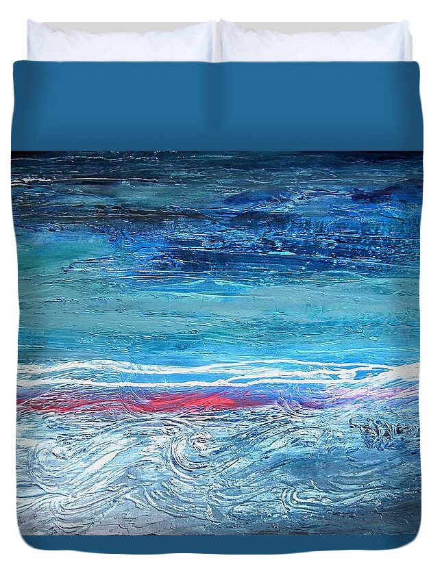 Art Duvet Cover featuring the painting Magnificent Morning Abstract Seascape by Kristen Abrahamson