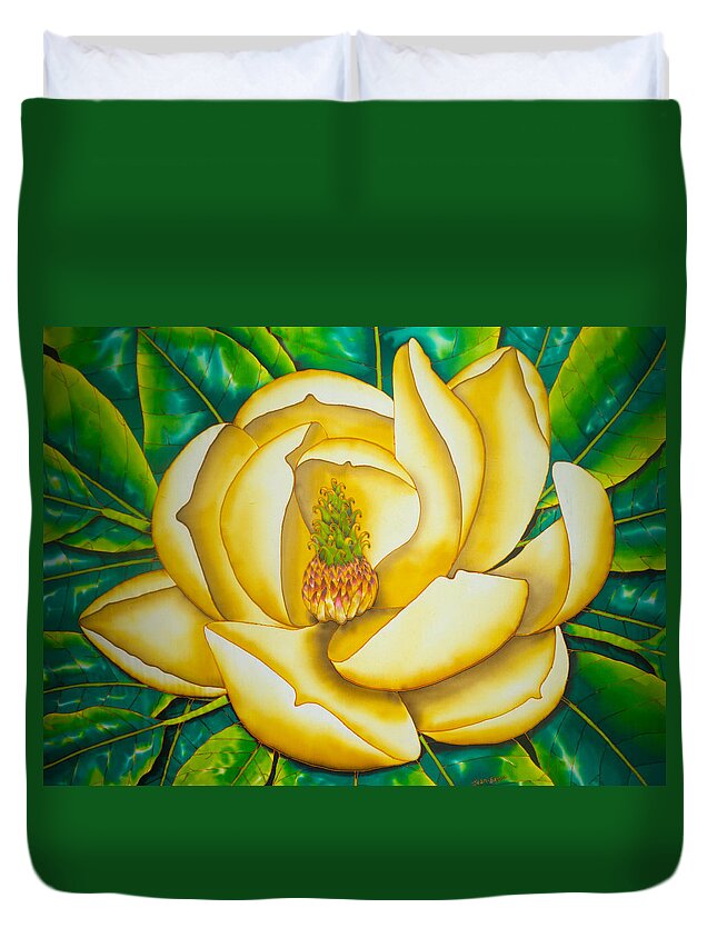 Magnolia Virginiana Duvet Cover featuring the painting Magnolia Virginiana by Daniel Jean-Baptiste