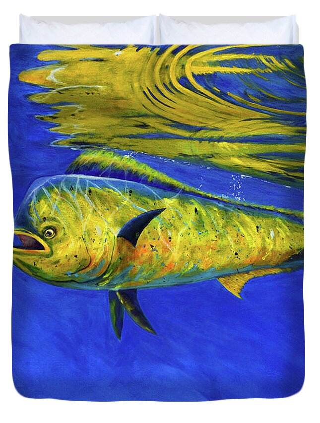 Mahi Mahi Duvet Cover featuring the painting Mahi Mahi Fish by Donna Tucker