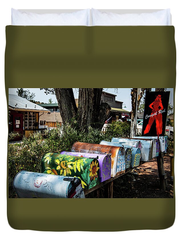 Historic Duvet Cover featuring the photograph Mailboxes of Madrid by Paul LeSage