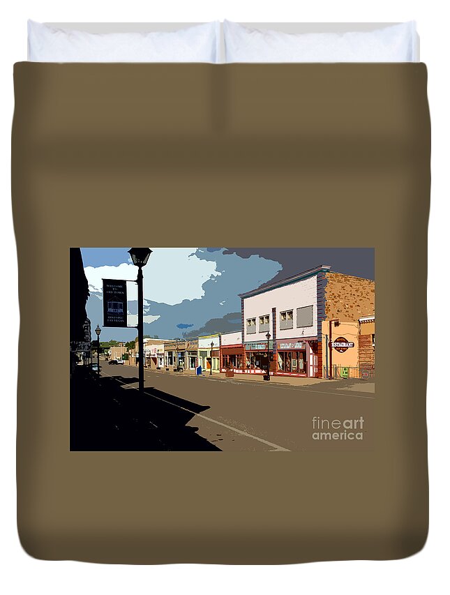 Main Street Duvet Cover featuring the painting Main street by David Lee Thompson