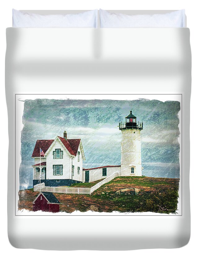 Lighthouse Duvet Cover featuring the photograph Maine Lighthouse by Peggy Dietz