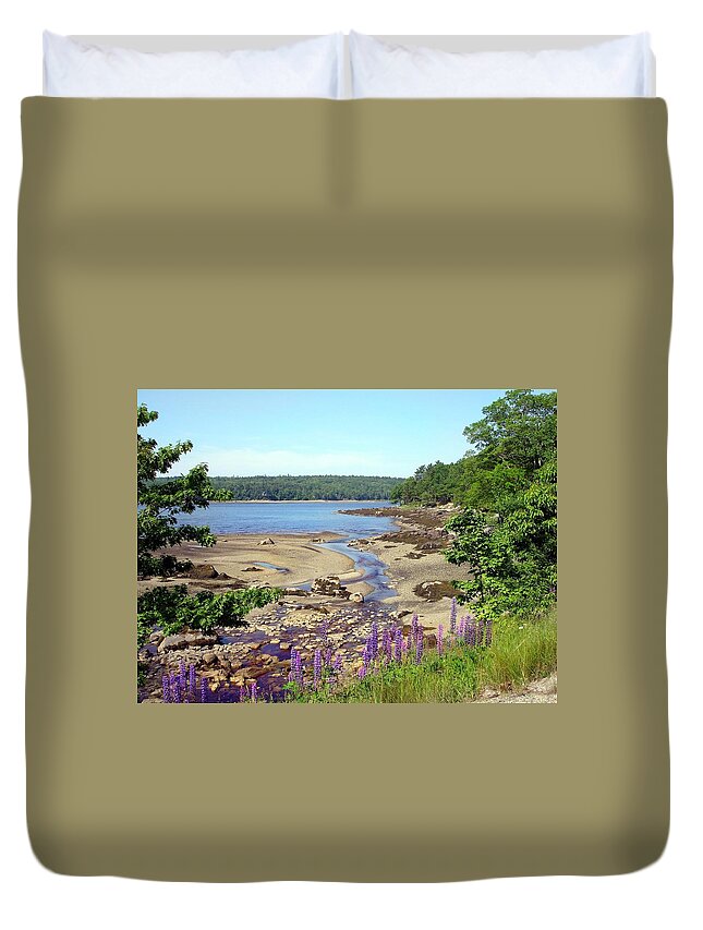 Lupines Duvet Cover featuring the photograph Maine Lupines by Anne Sands