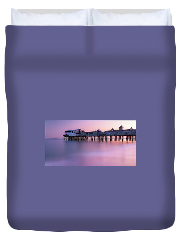 Maine Duvet Cover featuring the photograph Maine OOB Pier at Sunset Panorama by Ranjay Mitra