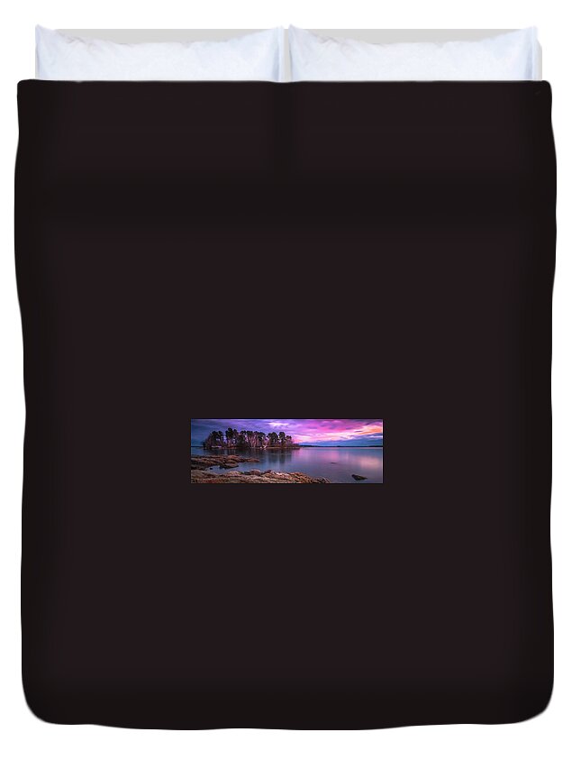 Maine Duvet Cover featuring the photograph Maine Pound of Tea Island Freeport Sunset by Ranjay Mitra