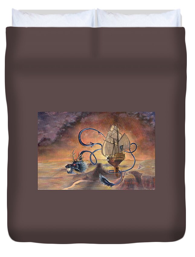 Fantasy Duvet Cover featuring the painting Majestic Accord by Jeff Brimley