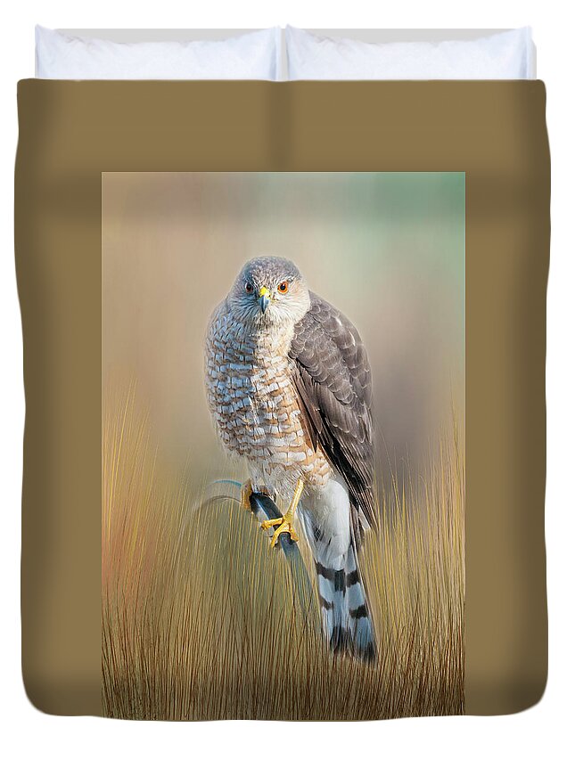 Hawk Duvet Cover featuring the photograph Majestic by Cathy Kovarik