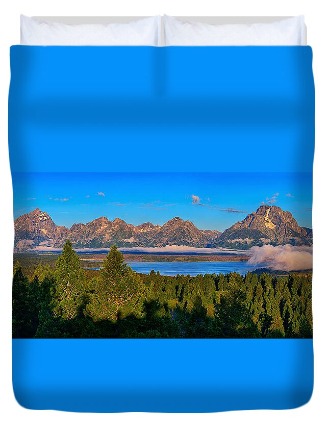 Tetons Duvet Cover featuring the photograph Majestic Tetons by Greg Norrell