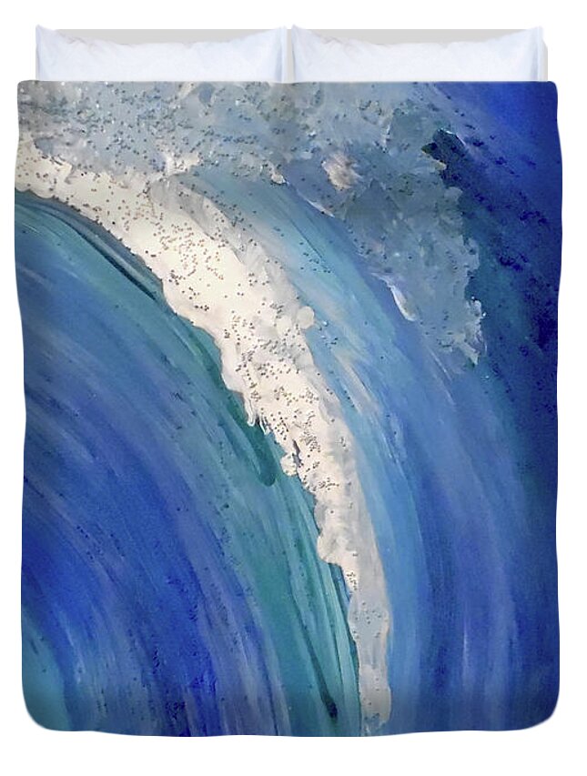 Wave Duvet Cover featuring the painting Make Waves by Jilian Cramb - AMothersFineArt