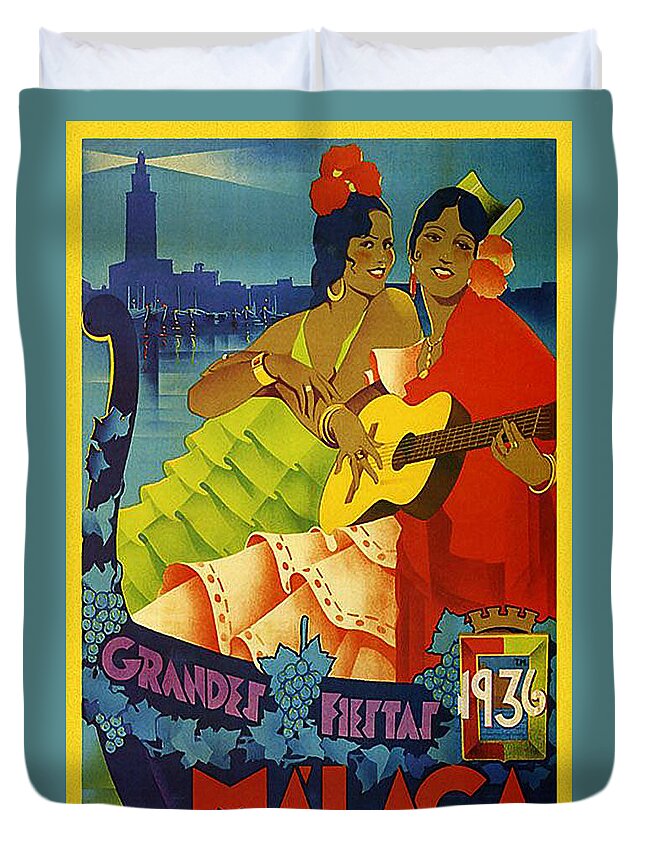 Malaga Duvet Cover featuring the painting Malaga, Andalusia, Grand Fiesta, Spain by Long Shot