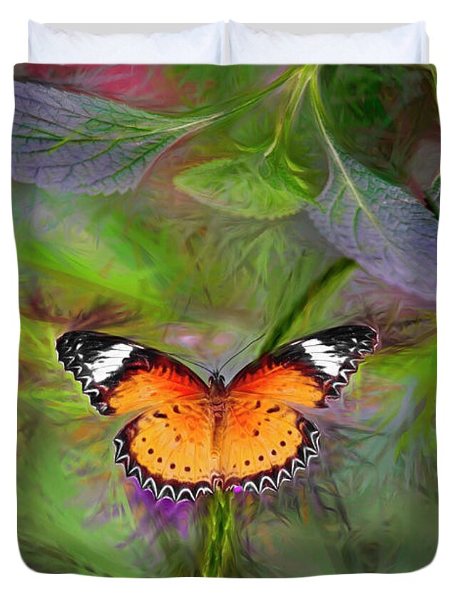 Mixed Media Photo Art. Mixed Media Fine Art Photography. Mixed Media Greeting Cards. Colorado Photography. Landscape Photography. Colorado Fine Art Photography. Duvet Cover featuring the digital art Malay Lacewing What A Great Place by James Steele