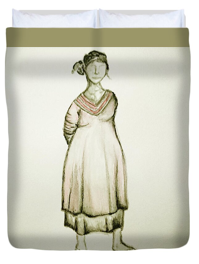 Woman Duvet Cover featuring the painting Maldivian by Faashie Sha