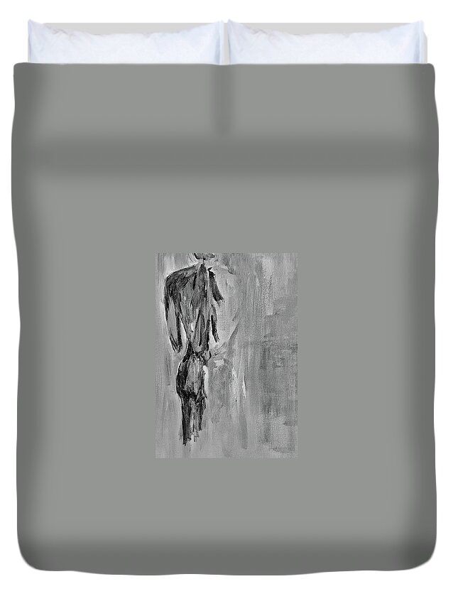 Male Nude Duvet Cover featuring the painting Male Nude 3 by Julie Lueders 