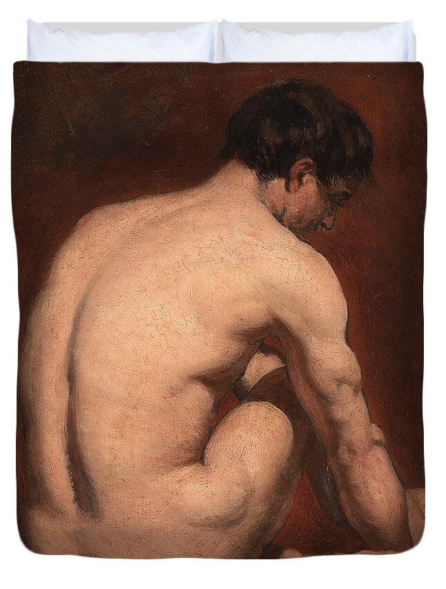  Nude Duvet Cover featuring the painting Male Nude from the Rear by William Etty