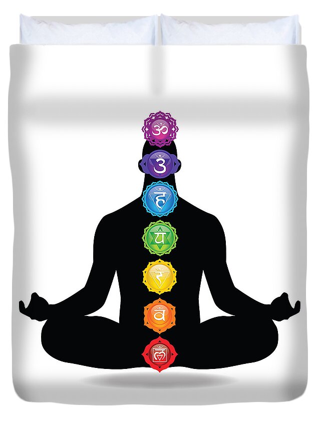 Ajneya Duvet Cover featuring the digital art Male Silhouette Chakra Illustration by Serena King