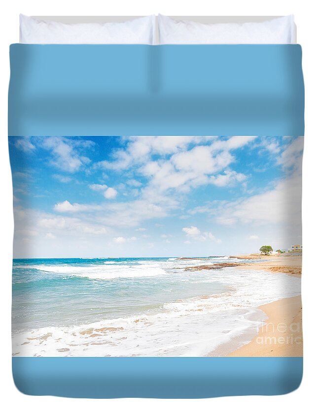 Crete Duvet Cover featuring the photograph Malia beach, Crete, Greece by Anastasy Yarmolovich