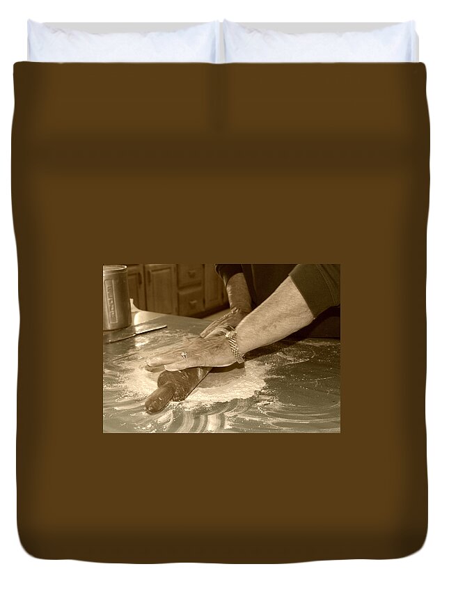 Hands Duvet Cover featuring the photograph Mama's Hands by Cricket Hackmann