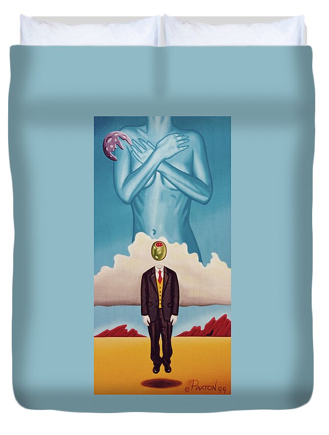  Duvet Cover featuring the painting Man Dreaming of Woman by Paxton Mobley