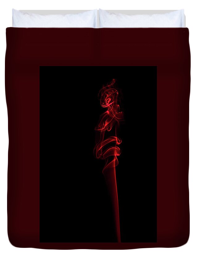 Smoke Duvet Cover featuring the photograph Man in Red by Catherine Reading