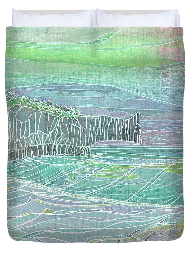 Ocean Duvet Cover featuring the painting Man-O-War Point by Amelia Stephenson at Ameliaworks