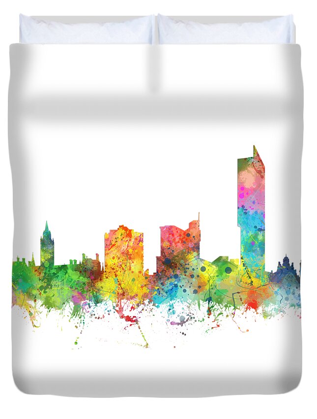 Manchester City Skyline Duvet Cover featuring the digital art Manchester City Skyline by Marlene Watson