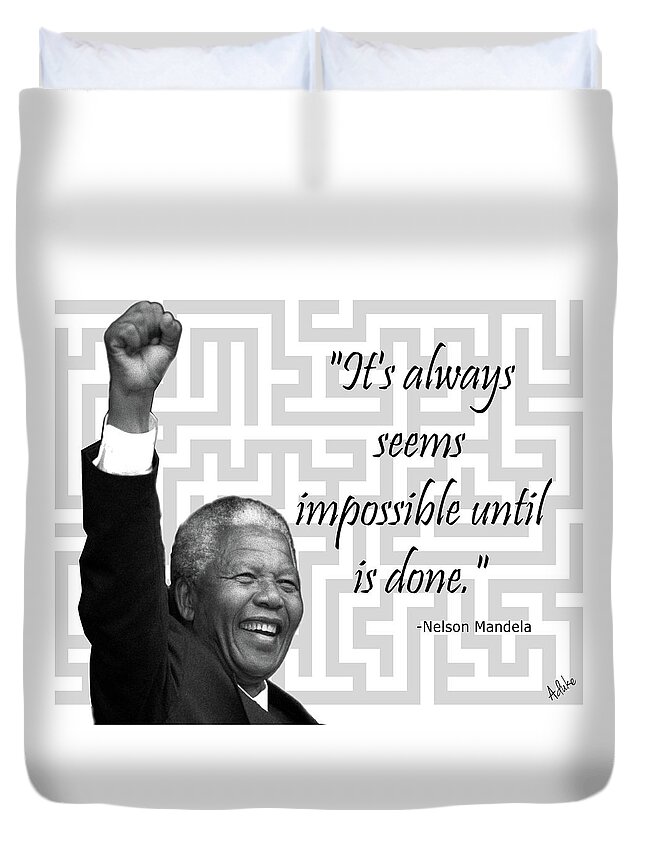 Mandela Duvet Cover featuring the photograph Mandela - Seems impossible by Maria Aduke Alabi