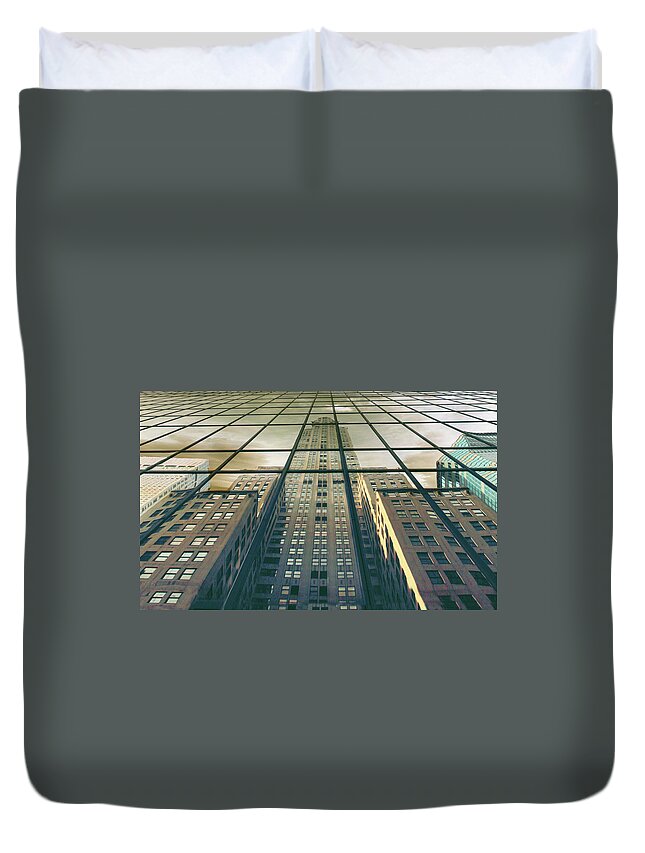 Manhattan Duvet Cover featuring the photograph Manhattan Reflected by Jessica Jenney
