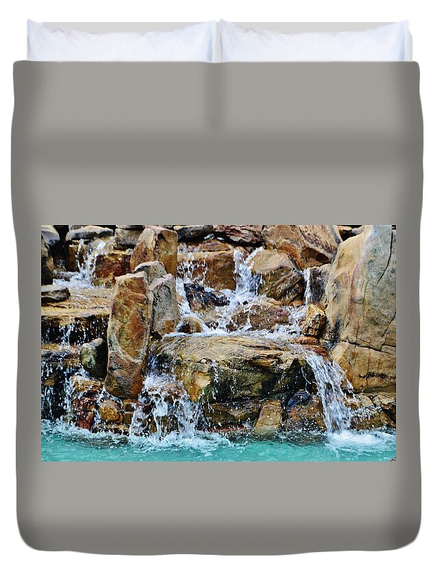 Water Duvet Cover featuring the photograph Manmade Waterfall II by Eileen Brymer