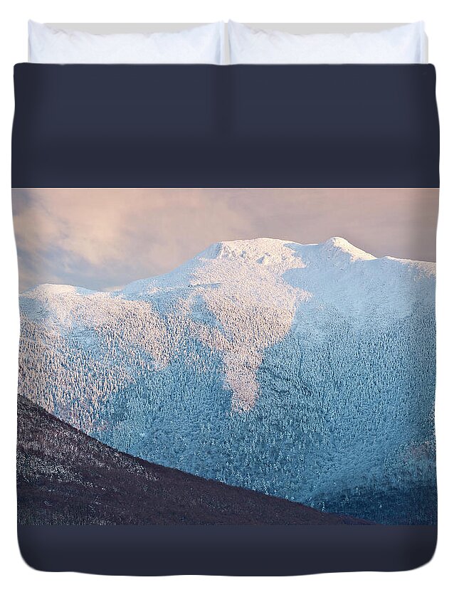 Winter Duvet Cover featuring the photograph Mansfield Summit Winter Sunset by Alan L Graham