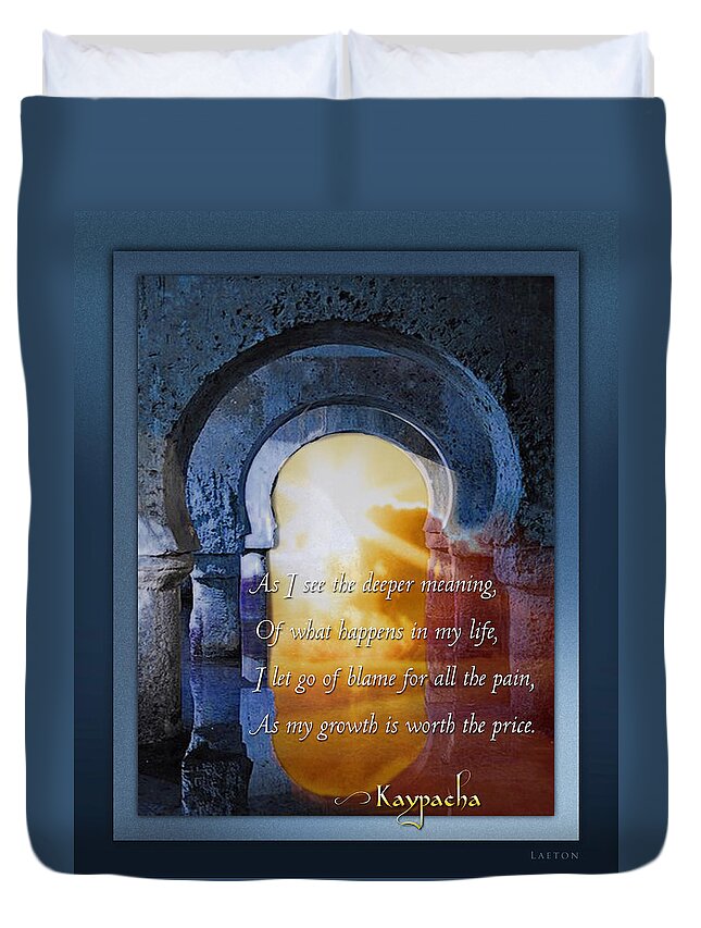 Mantra Duvet Cover featuring the mixed media Kaypacha's mantra 3.25.2015 by Richard Laeton